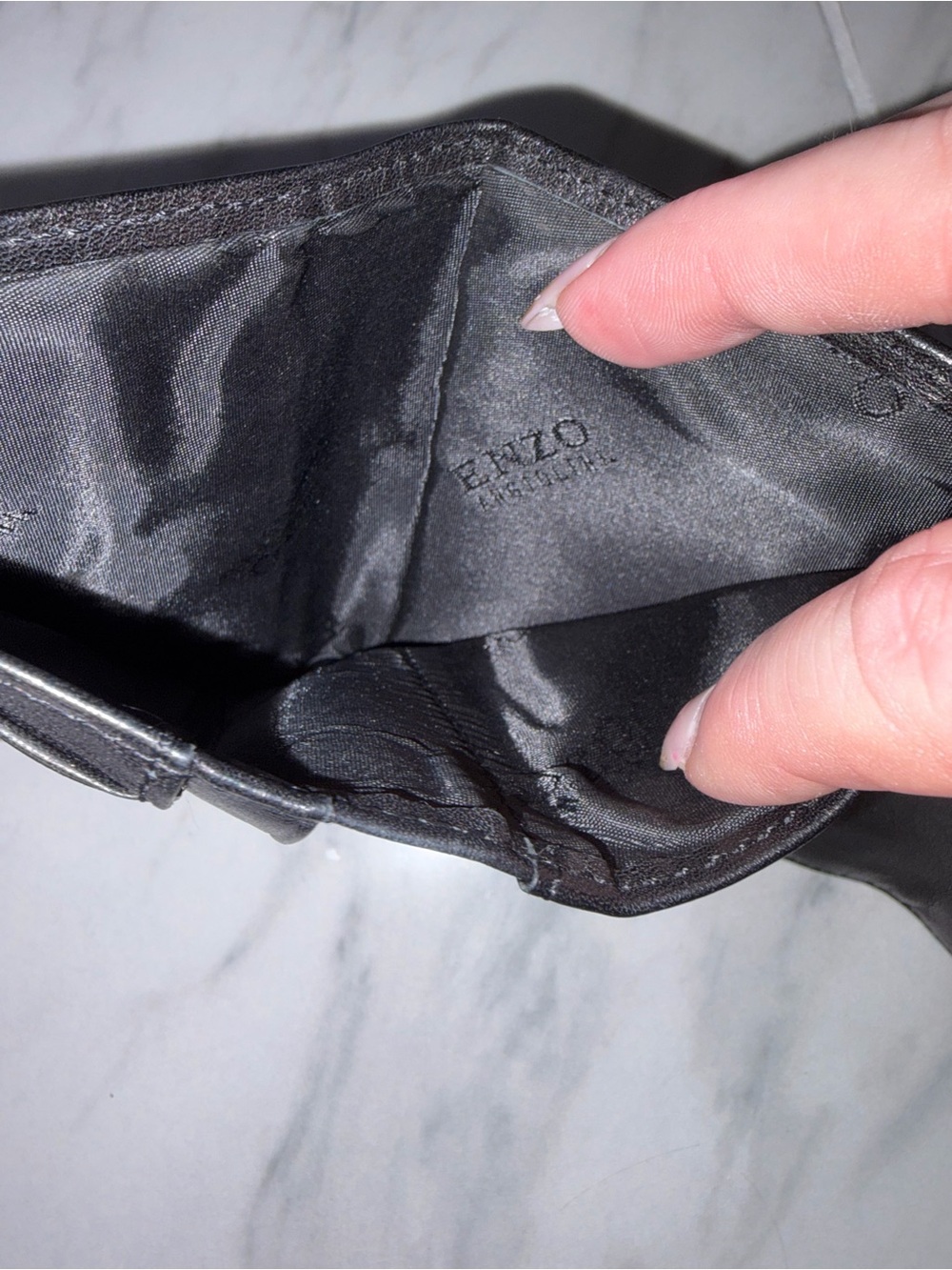 Vintage Enzo Angiolini Black Leather Trifold Wallet Heavy Clasp Y2K - Picture 6 of 9